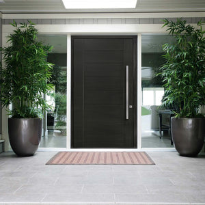 Prettywood Black Finshed Solid Timber Wooden Modern Entry Front Pivot Doors With Sidelight