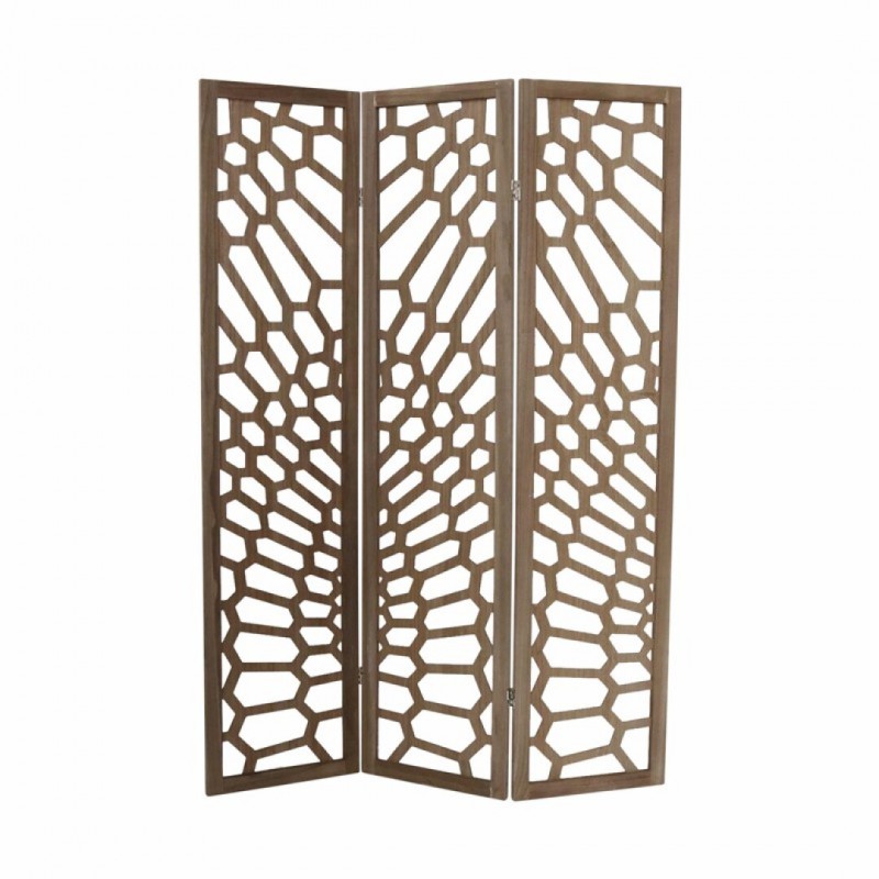 Prettywood Dubai Arabic Traditional 3 Panel Folding Solid Wooden Design Carved Room Divider Screen