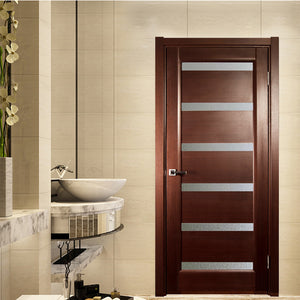 Prettywood Apartment Latest Modern Design Waterproof Glass Inserted Interior Bathroom Door