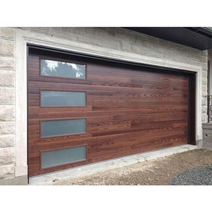 Prettywood Glass Inserted Sectional Aluminum Panel Garage Doors For Homes