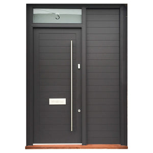 Prettywood Modern Horizontal Design Solid Wooden Black Main Entrance Wooden Door