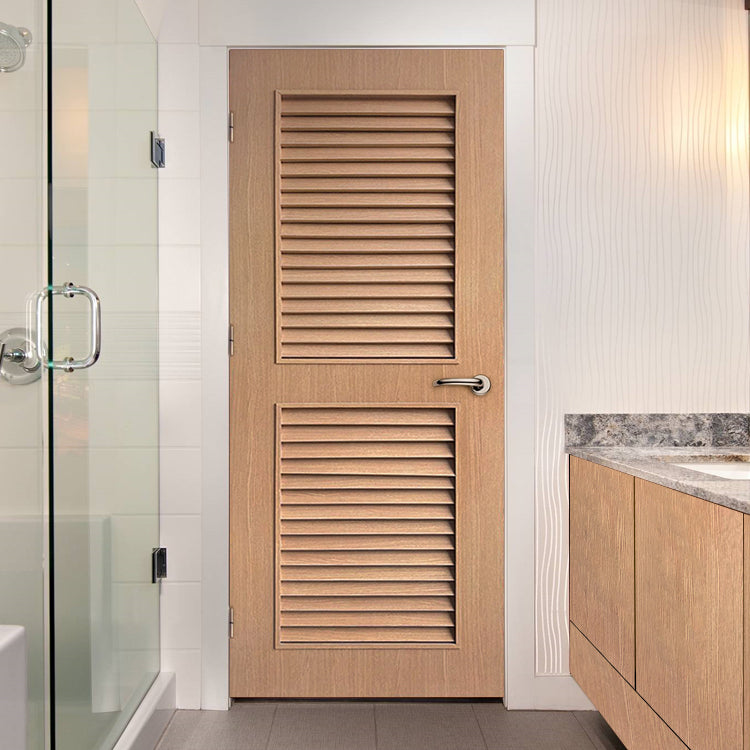 Prettywood Hotel Interior Bathroom Solid Core Wooden Shutter Blind Louvre Door