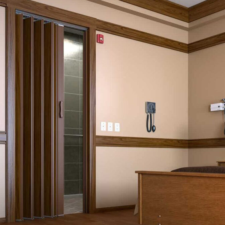 Prettywood Interior Apartment Waterproof PVC Wooden Grained Folding Accordion Door