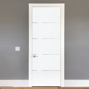 Prettywood Home Design Prehung Solid Core Panel Modern Prime White Interior Wood Door With Frame