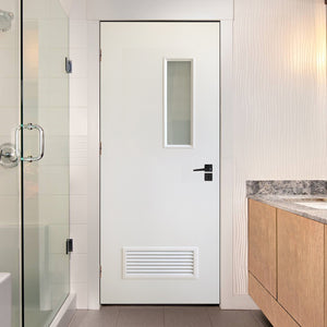 Prettywood Modern Glass Window Inserted Interior Waterproof Bathroom Toilet WPC Doors