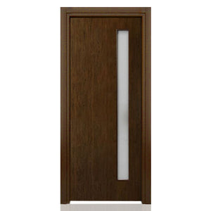 Prettywood Waterproof Designs Solid Wood Glass Inserted Modern Bathroom Door
