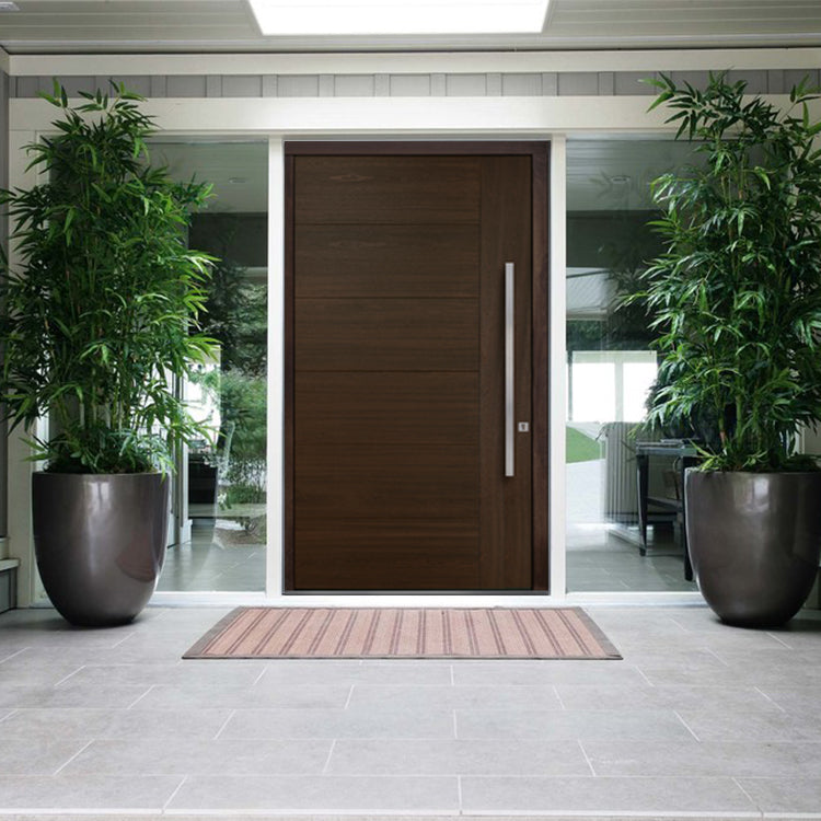 Prettywood Custom Size Modern Black Solid Wooden Entry Pivot Entrance Doors
