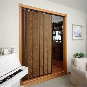 Prettywood Interior Apartment Waterproof PVC Wooden Grained Folding Accordion Door
