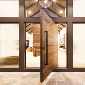 Prettywood Modern Villa Design Solid Wooden Exterior Front Entry Pivot Door