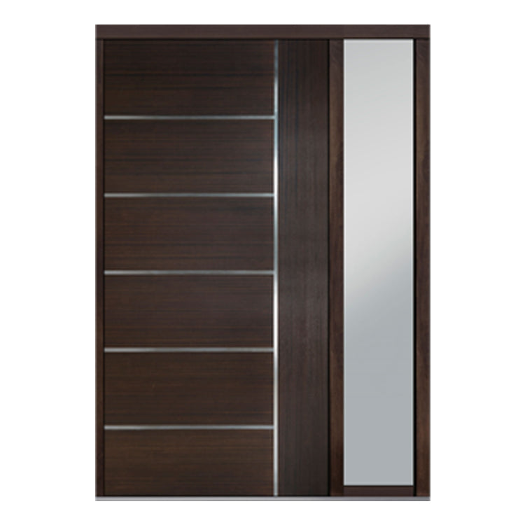 Prettywood Modern Villa Solid Wooden Exterior Front Entry Pivot Door With Sidelite