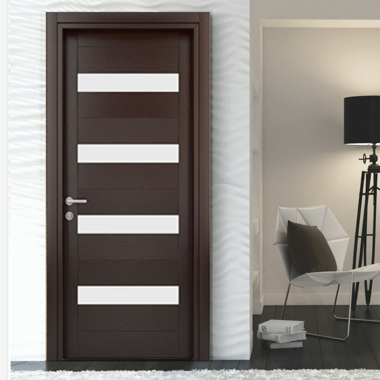 Foshan Factory Apartment Solid Core Modern Interior Design Wooden Door With Glass