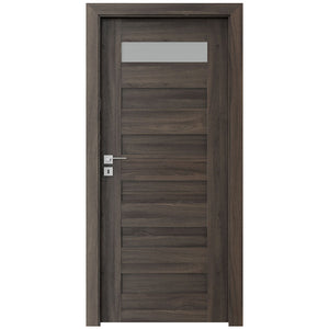 Modern Water Resistant Solid Core Interior Frosted Glass Inserts PVC Bathroom Door