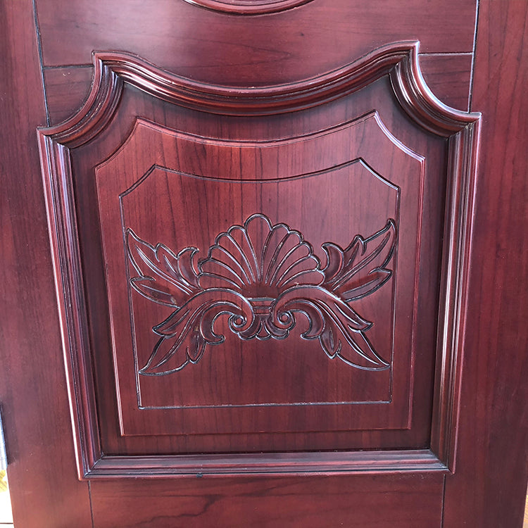 Walnut Oval Carving Flower Interior Single Solid Wooden Door With Beautiful Design