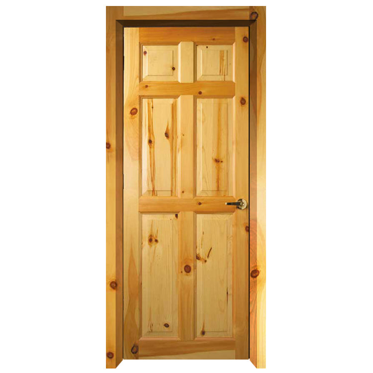 Prettywood Cheap Price Interior 6 Panel Clear Flush Solid Pine Wood Door Design