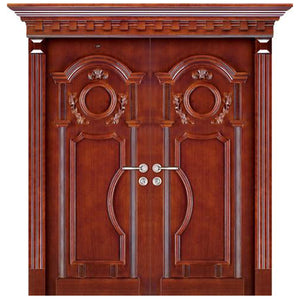 Hand Carved Tan Color Indian Main Simple Front Double Door Designs