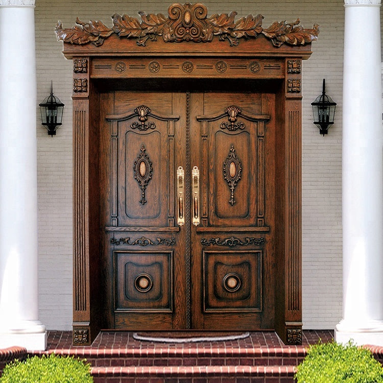 India Elegant Carving Designs Solid Wooden Front Main Antique Temple Entry Door