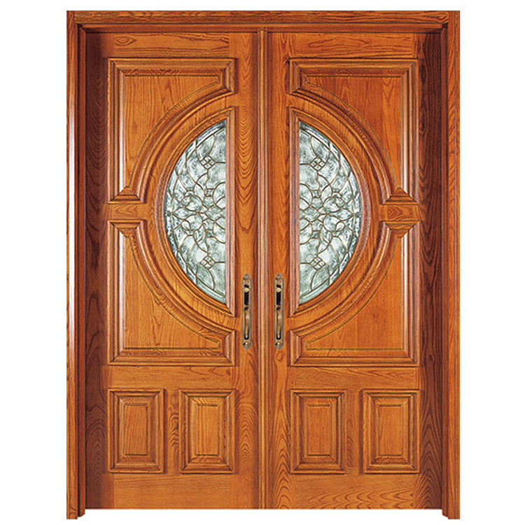 Prettywood Latest Home Exterior Solid Simple Indian Front Main Wooden Double Door Design
