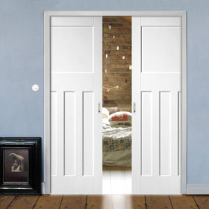 Prettywood Soundproof Sliding Solid Wood Glass Modern Interior Fire Rated Pocket Door