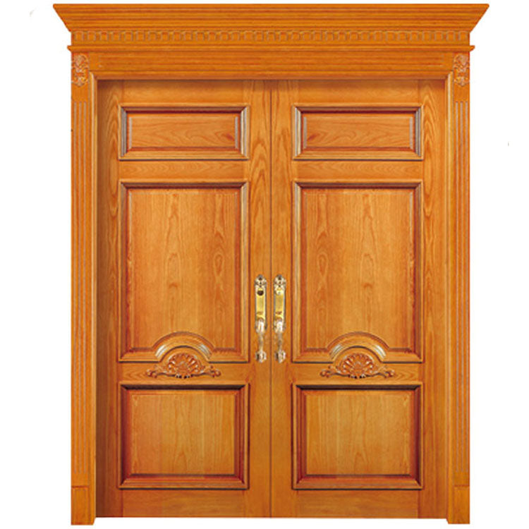 Customized Double Leaf Main Gate Designs Pictures Solid Wood Door