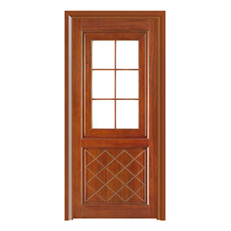 Prettywood Single Leaf Glass Insert Burma Teak Wood Door Design Window