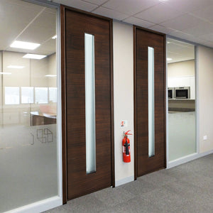 Wholesale Price Modern Design Veneer Wooden Interior Office Door With Glass Window