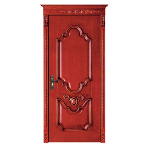 Good Price Villa House Main Front Deep Red Ash Solid Wood Turkish Interior Door