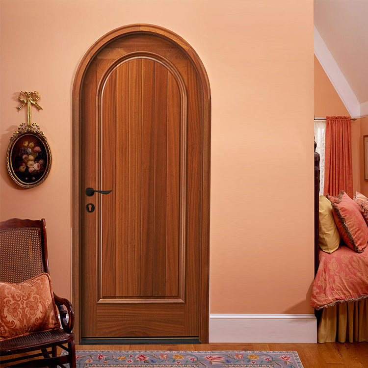 Cheap Apartment Entrance Interior Solid Wooden Round Top French Main Arch Door