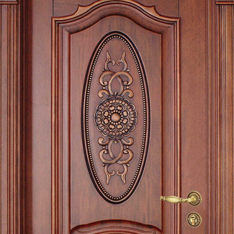 Prettywood Luxury Carving Designs Thai Oak Interior Single Solid Wood Door