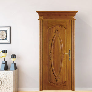 China Factory Ready Made Lowes Villa Interior Solid Hand Carved Wood Doors For Sale