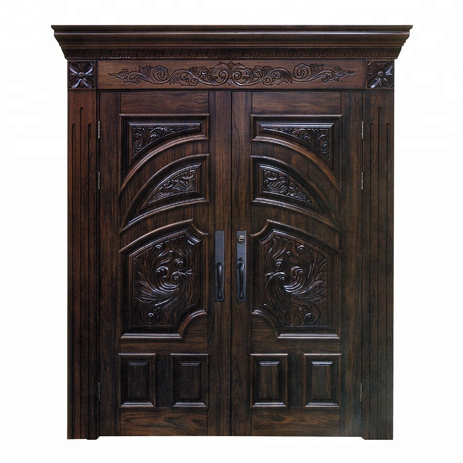 Wholesale Price Fancy Design Main Gate Models Solid Wood Door