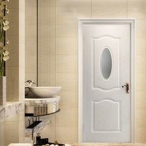 House Swing Mdf PVC Interior Oval Frosted Glass Latest Bathroom Door