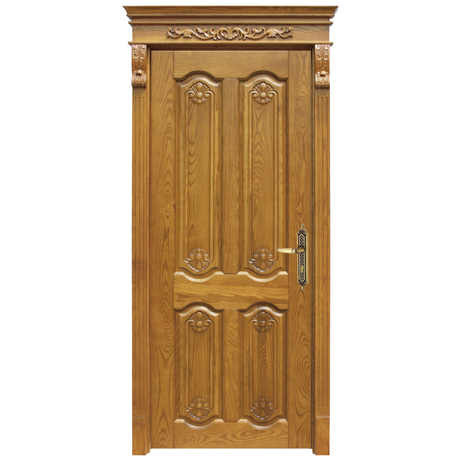 Luxury Carving Solid Wood House Front Main Safety Entrance Single Door Design