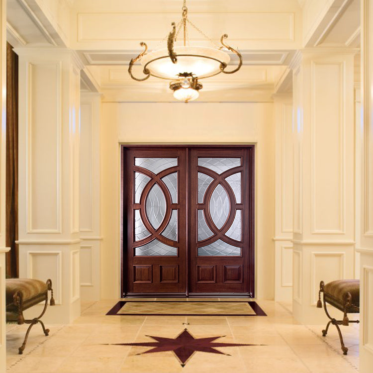 Olympic Designs Villa Front Main Modern Double Exterior Mahogany Solid Wooden Doors