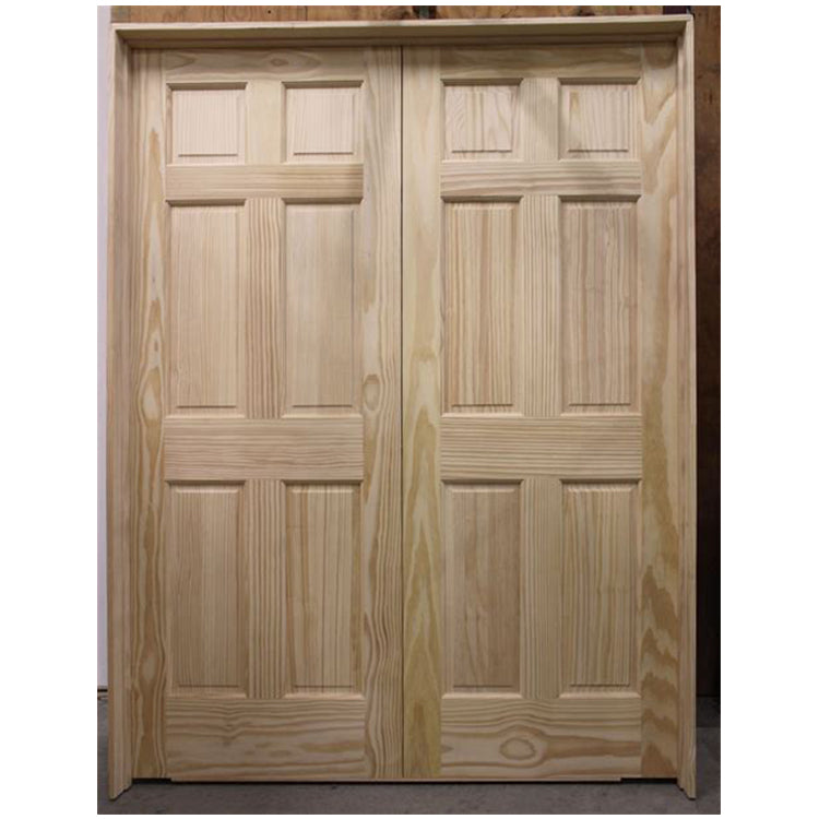 Modern 6 Panels Low Prices Interior Double French Style Latest Design Wooden Doors