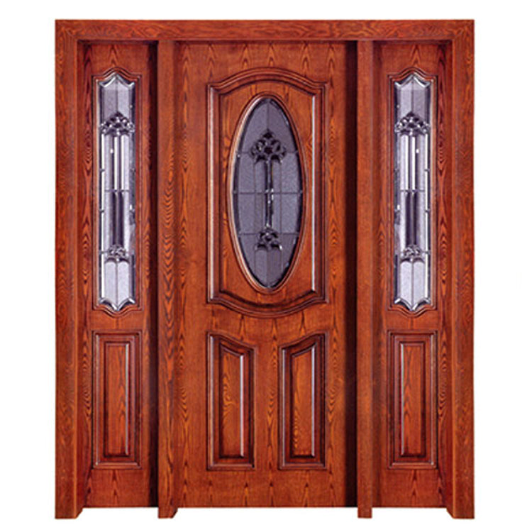 New Design Villa Main Entry Solid Wooden Decorative Glass Insert Mom And Son Door