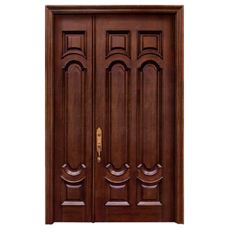 Foshan Factory Indian House Swing Solid Wooden Main Simple Double Door Designs
