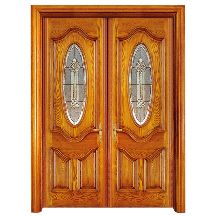 Prettywood 1 Set MOQ Custom Models Solid Wooden Main Door Designs Double Door