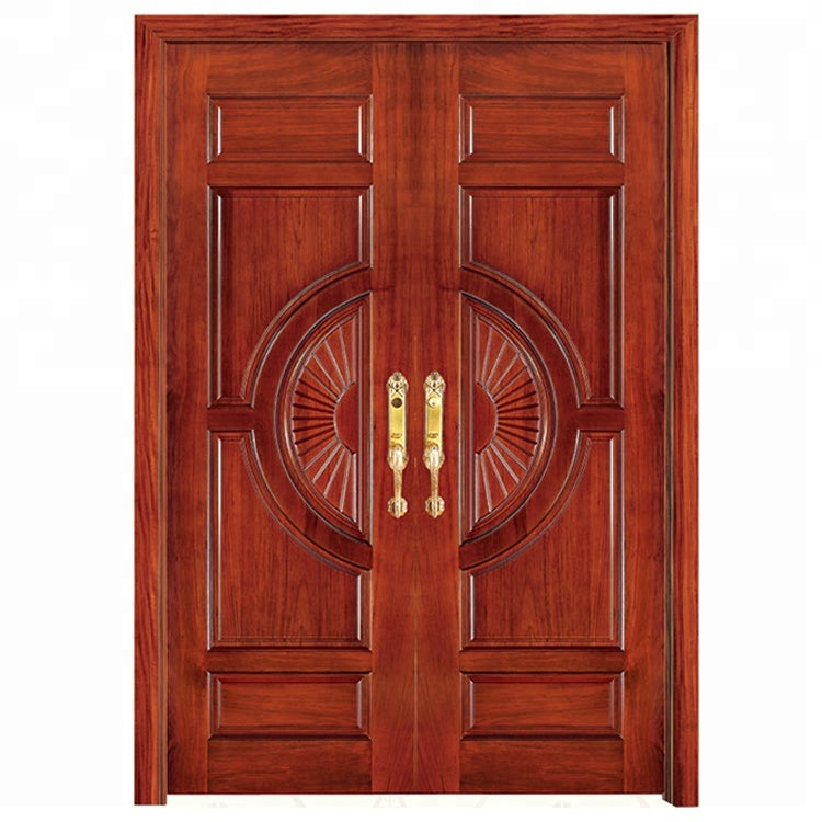 Wholesale Price Fancy Design Main Gate Models Solid Wood Door