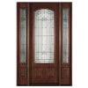 Prettywood Luxury Villa Exterior Entrance Solid Mahogany Half Glass Wooden Door