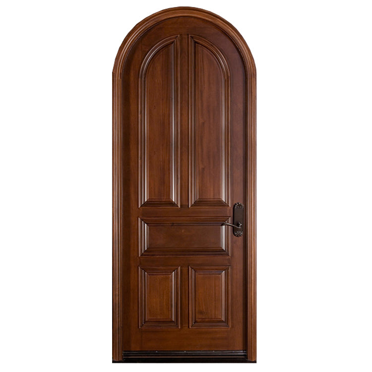 Prettywood House Round Top Entry Solid Wooden Arch Main Door Design With Glass