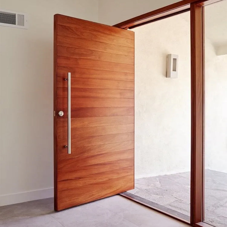 Prettywood Foshan Solid Core Veneer Modern Home Wooden Exterior Pivot Doors Design