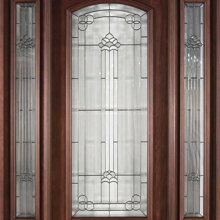 Prettywood Luxury Villa Exterior Entrance Solid Mahogany Half Glass Wooden Door