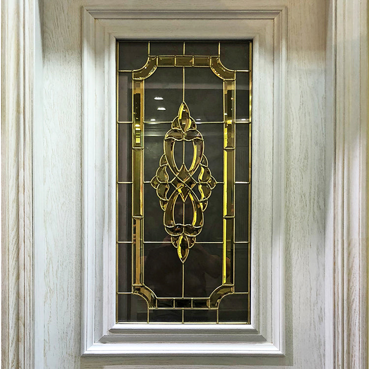 Prettywood Arabic Modern Oak Wood Veneer Interior Glass Insert Wood Door Design