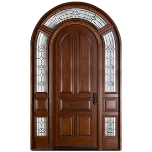 Prettywood House Round Top Entry Solid Wooden Arch Main Door Design With Glass