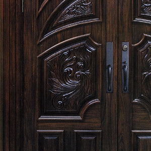 Luxury Villa Classical Design Waterproof Villa Carved Front Teak Wood Double Door