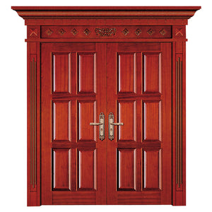 Luxury Latest New Designs 100% Oak Solid Wood Entry Carving Double Door