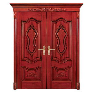 American Standard Solid Red Oak Double Modern Main Wood Entry Door For House