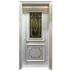 Prettywood Arabic Modern Oak Wood Veneer Interior Glass Insert Wood Door Design