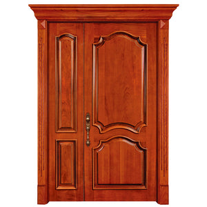 Chinese Modern Style Craving Red Oak Indian Main Wooden Double Door Designs
