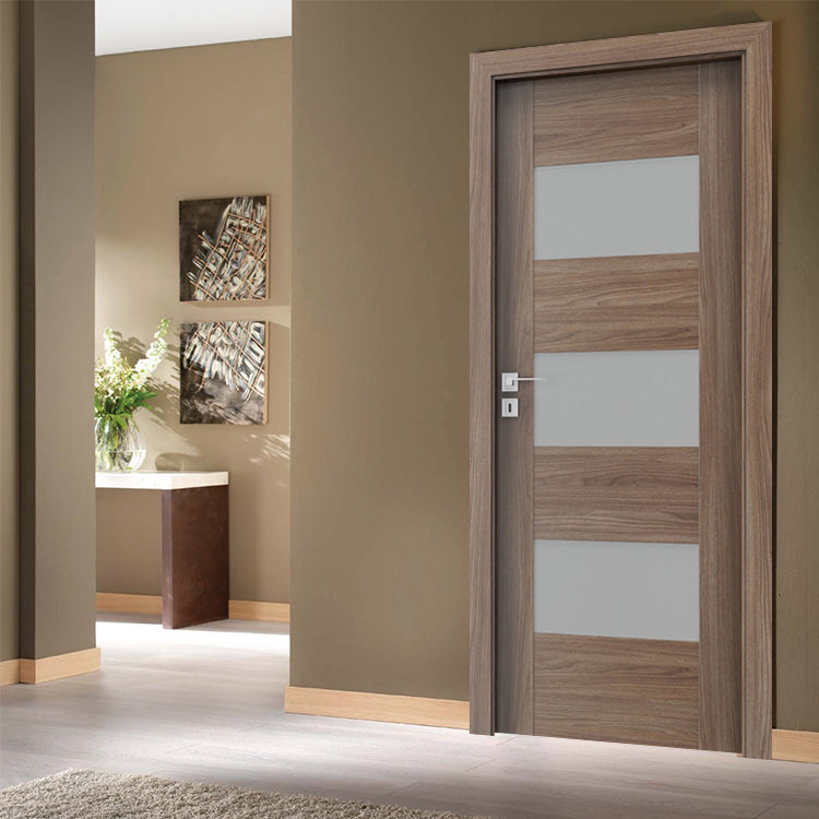 Custom Design Catalogue Interior House Modern Design Laminate Veneer Doors With Glass